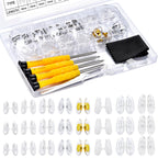 Eyeglass Nose Pads Replacement with 4 Sizes Screws, 24 Pairs Screw-in Glasses Nose Pads, Upgraded Eyeglass Repair Kit with Precision Screwdrivers, Tweezers, Glasses Cloth for Glasses, Sunglasses