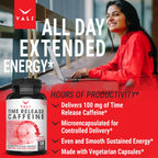 VALI Time Release Caffeine 100mg Capsules- Smart Slow Release for Extended Energy & Focus. Advanced Nootropic Supplement. Brain Booster Active Performance, Alertness & Clarity. 120 Veggie Capsules