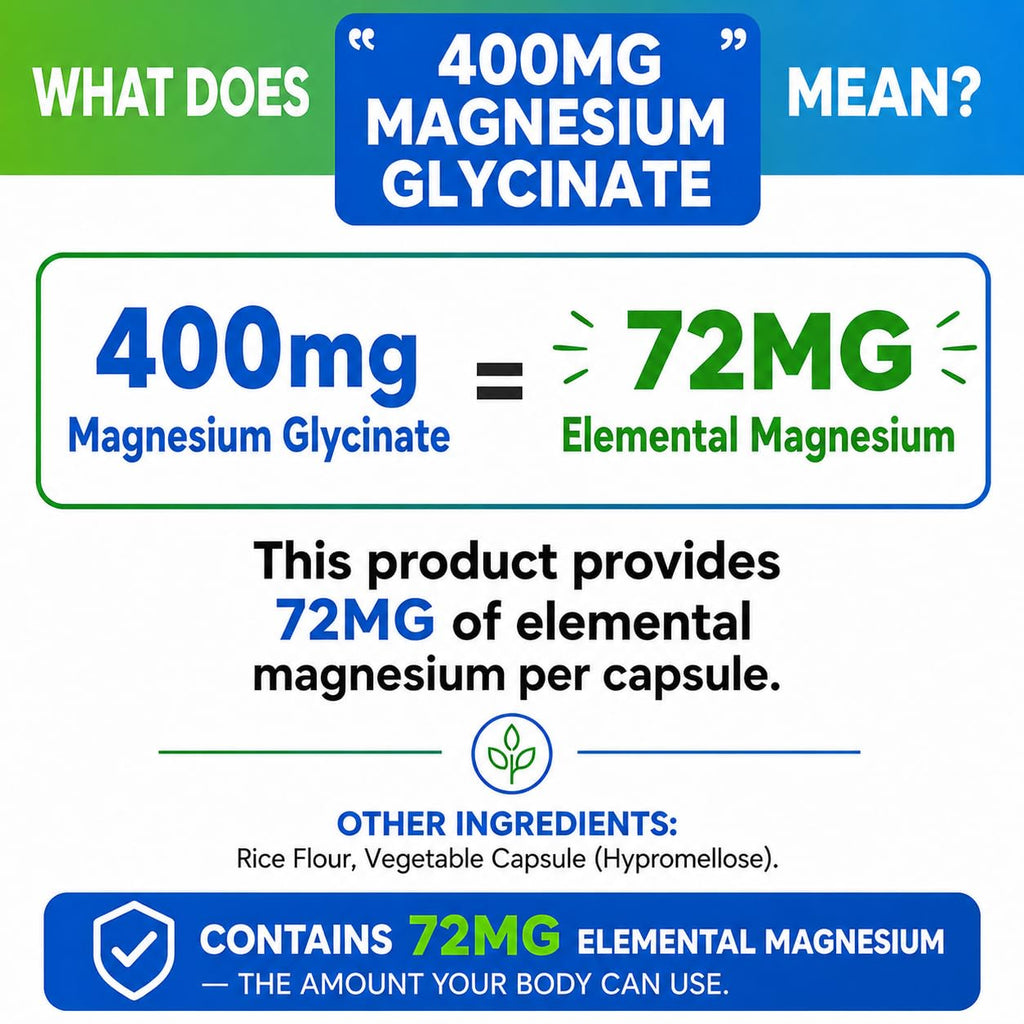 Magnesium Glycinate 400mg per Capsule – 240 Capsules – High Absorption Magnesium Supplement for Relaxation, Calmness & Muscle Support – Gentle on Stomach - for Men and Women – Made in USA