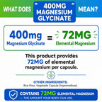 Magnesium Glycinate 400mg per Capsule – 240 Capsules – High Absorption Magnesium Supplement for Relaxation, Calmness & Muscle Support – Gentle on Stomach - for Men and Women – Made in USA