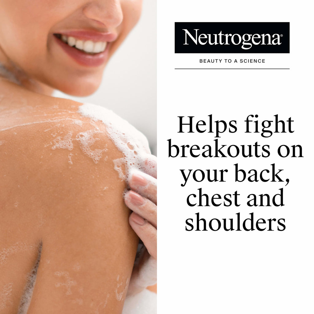 Neutrogena Stubborn Acne Body Wash & Exfoliating Cleanser, 8.5 oz | Salicylic Acid & PHA, Chest & Shoulder Acne Treatment, Gently Clears, Exfoliates & Helps Prevent Breakouts, Fragrance Free