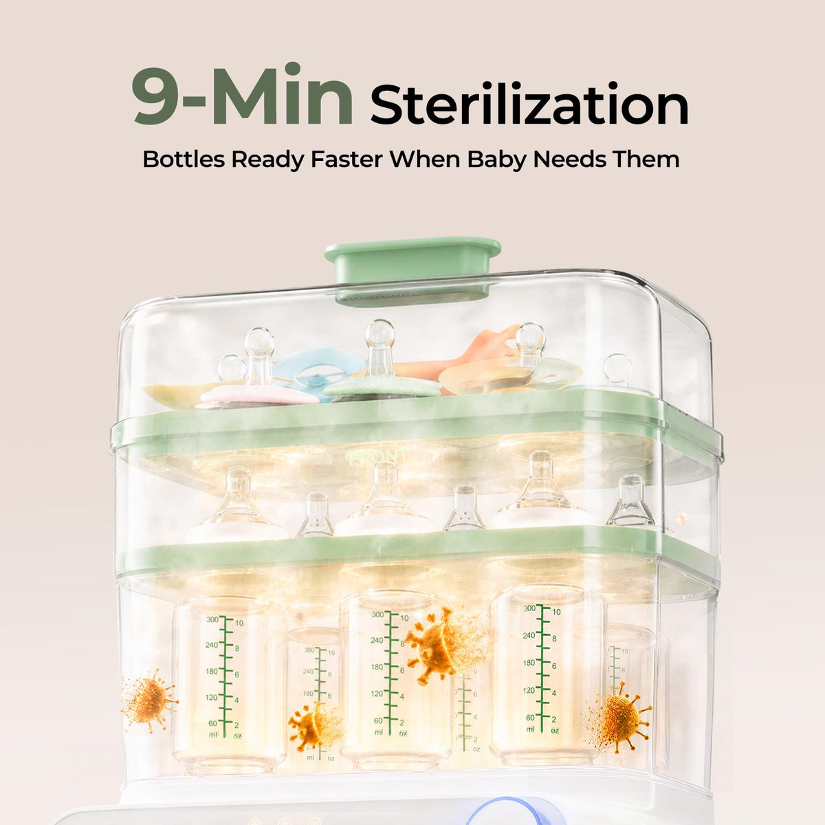 Momcozy 3-Layers Large Capacity Bottle Sterilizer and Dryer, Pump Part Mode