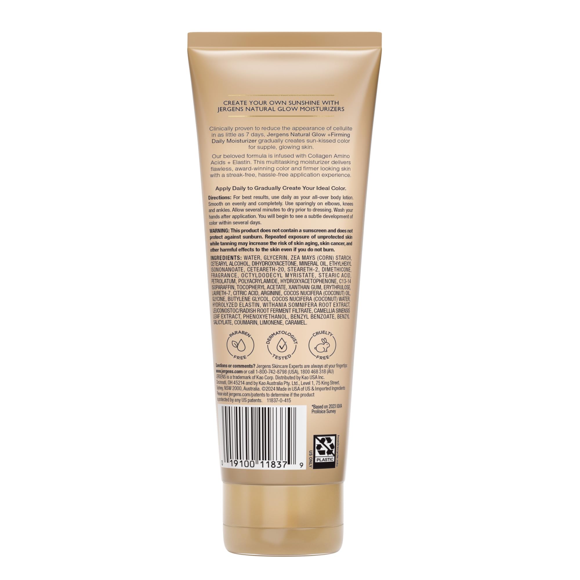 Buy now Jergens Natural Glow +Firming Self Tanner Body Lotion, Fair to Medium Skin Tone, Sunless Tanning Moisturizer with Collagen and Elastin. Helps to Visibly Reduce Cellulite, 7.5 Fl Oz at indiglob india