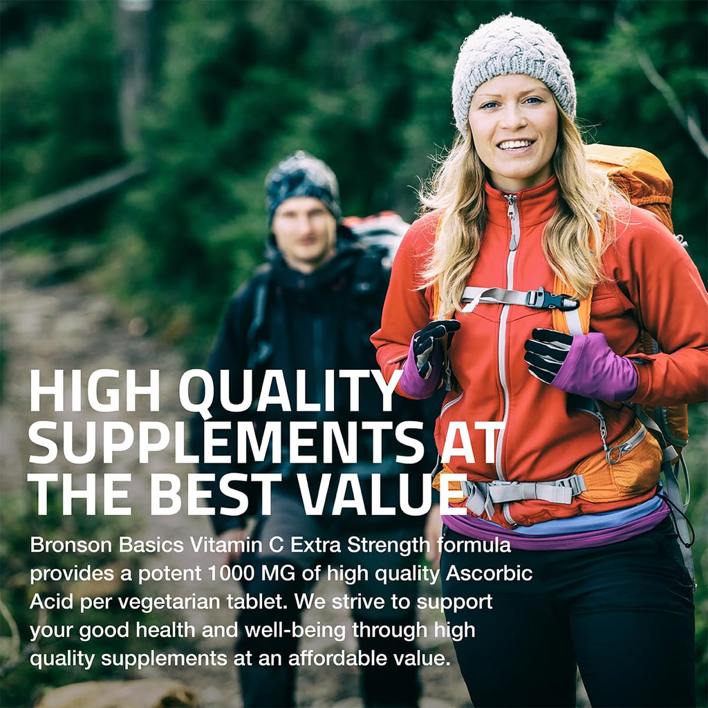 Bronson Vitamin C 1000 mg as Ascorbic Acid, 100 Vegetarian Tablets | Extra Strength Formula, Supports a Healthy Immune System, Non-GMO, Gluten-Free & Soy-Free