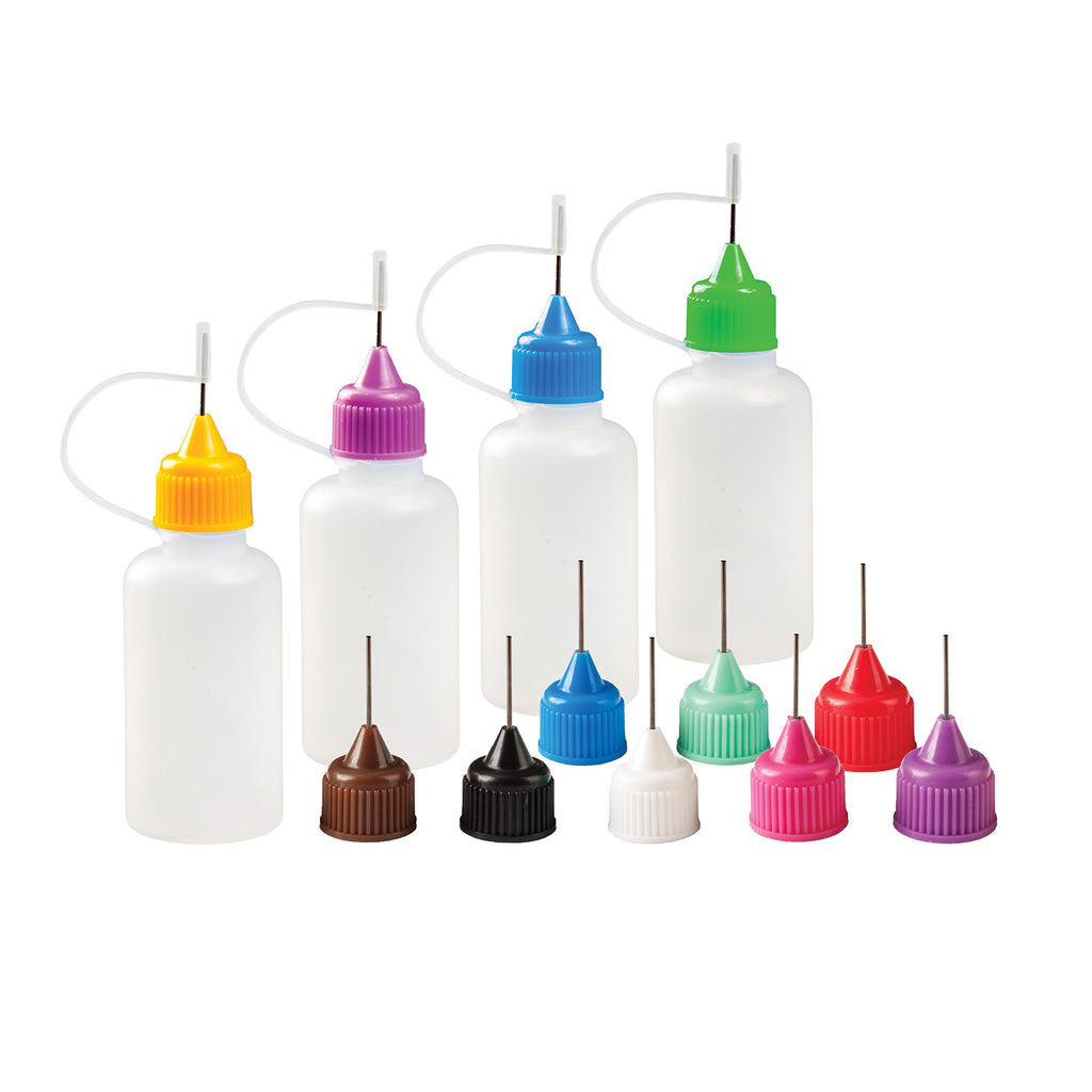 Free Hand Squeeze Bottles for Paint, 1 Oz Precision Tip Applicator Bottles, 4 Needle Tip Glue Bottles with 12 Tips for Acrylic Painting, Crafts & Masking Fluid