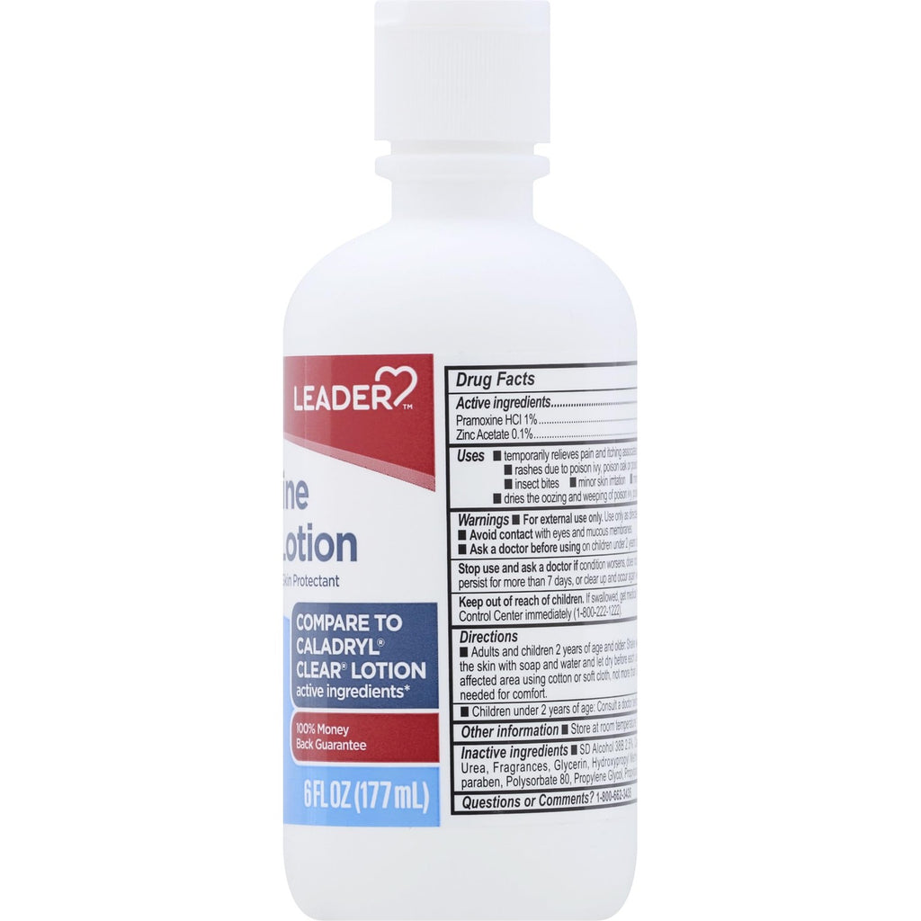 Leader Medicated Calamine Clear Lotion, Anti-Itch, External Analgesic Skin Protectant, Relieves Minor Skin Irritations, Poisen Ivy, Poisen Oak,Insect Bites, 6 oz