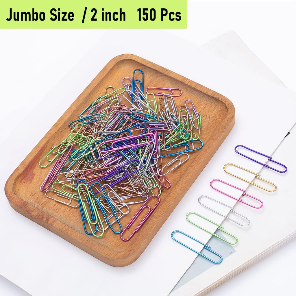 Jumbo Paper Clips, 150pcs 2 Inch Large Colored Paper Clip