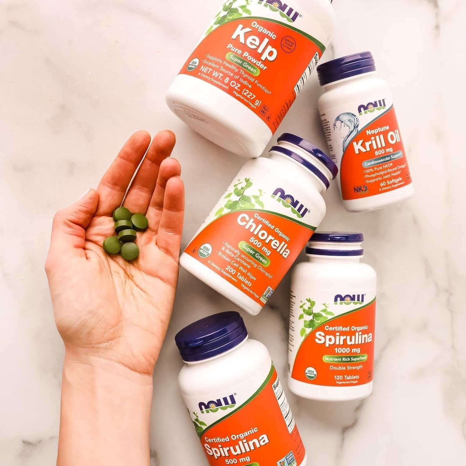 Buy now NOW Foods Supplements, Organic Chlorella 500 mg with naturally occurring Chlorophyll, Beta-Carotene, mixed Carotenoids, Vitamin C, Iron and Protein, 200 Tablets at indiglob india