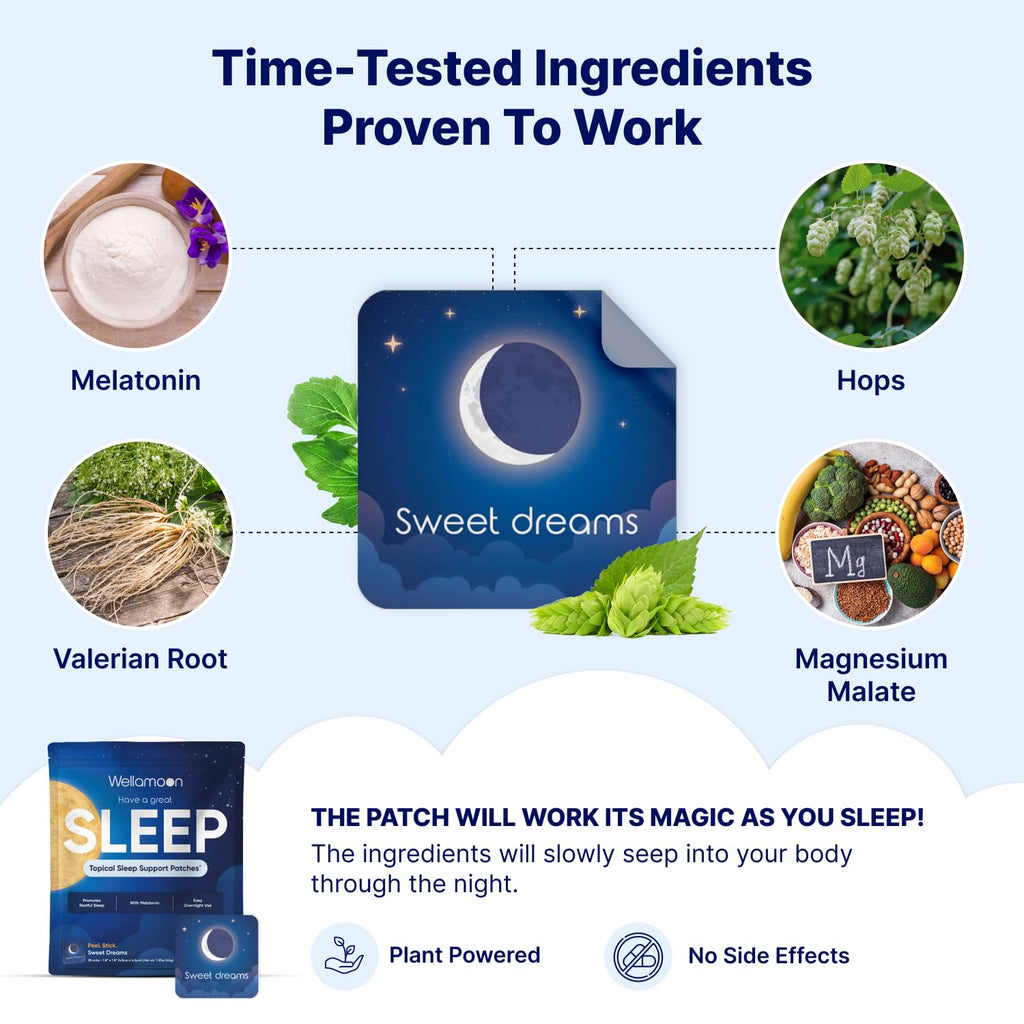 Wellamoon Original Sleep Patches for Adults Extra Strength | Sleep Patch with Melatonin & Valerian | Skin-Friendly & Cruelty-Free | Long-Lasting Night Comfort for Men & Women | Pack of 3 x 28 Patches