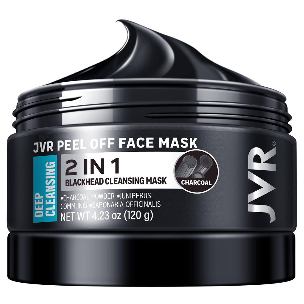 JVR Peel Off Face Mask, Charcoal Peel Off Black Mask, Facial Mask for Surface Cleansing For Men & Women, All Skin Types, 8.46 oz (240 g)