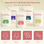 Wax Beads, Anreacho 1.1 lb Hard Wax Beans for Hair Removal, Brazilian, Bikini, Face, Eyebrows, Underarms, Chest, Back, Legs, Wax Refill for Women & Men, Pack of 5