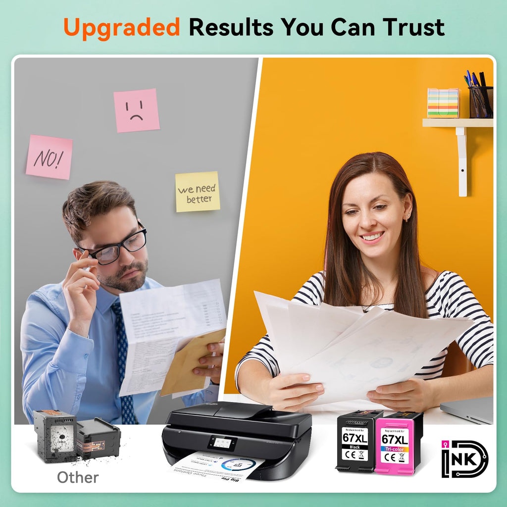 67XL Compatible for HP 67 Ink Cartridges Black Color Combo Pack Used for HP Envy 6055e 6400 6000 6065e 6458e 6455e DeskJet 2855e 4100 4152e 4255e 2755e 2700 2725 2755e 2752 4155e Printer