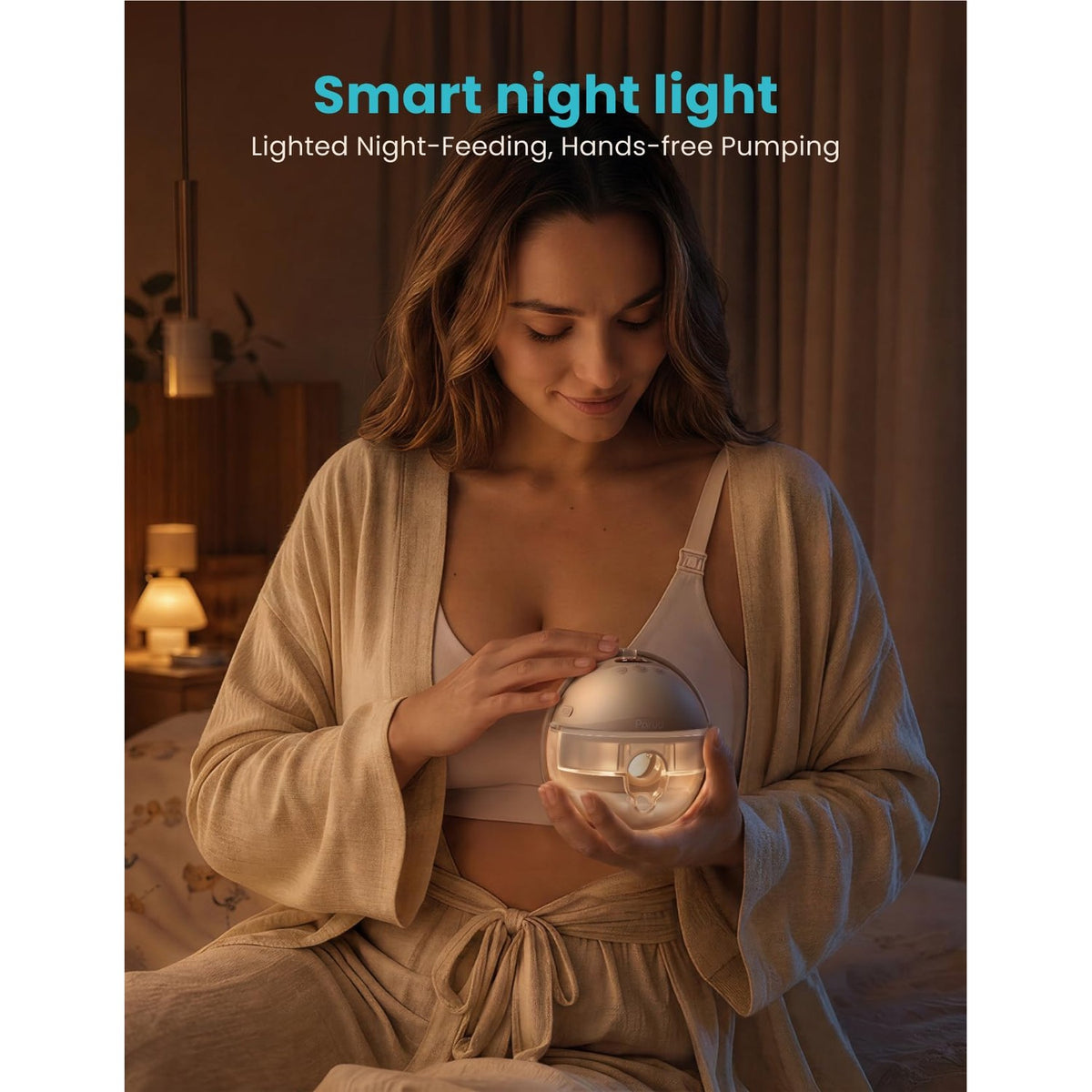 Paruu P16 Pro Wearable Breast Pump, Hands-Free Electric Breast Pump with 160min Battery & Night Light, 4 Modes & 12 Levels, 309mmHg Suction, 24mm Flange, Storage Bag & Dust Cover, 2 Pack (Champagne)