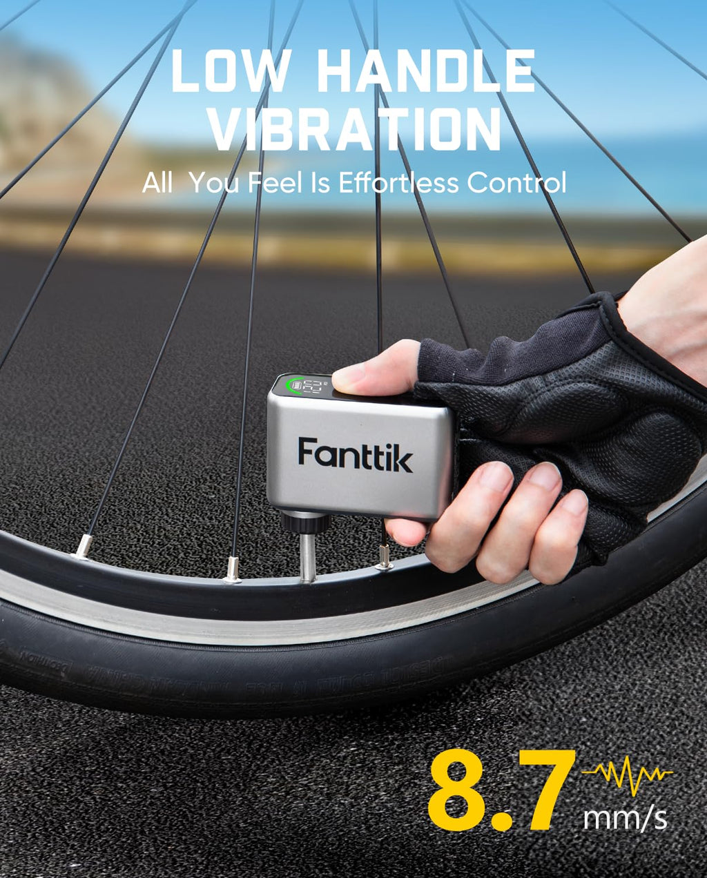 Fanttik X10 Ace Tiny Electric Bike Pump, 120PSI, 22s Inflate, Auto Stop