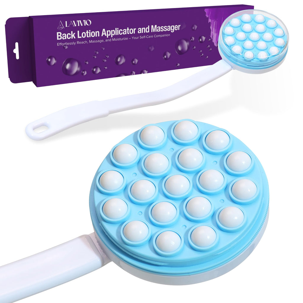 Lotion Applicator for Back - Back Lotion Applicator for Women and Men - 19 Massaging Rollers for Soothing Relief - Long Handle, Easy Application - Ideal for Elderly, Perfect for Cream & Lotion