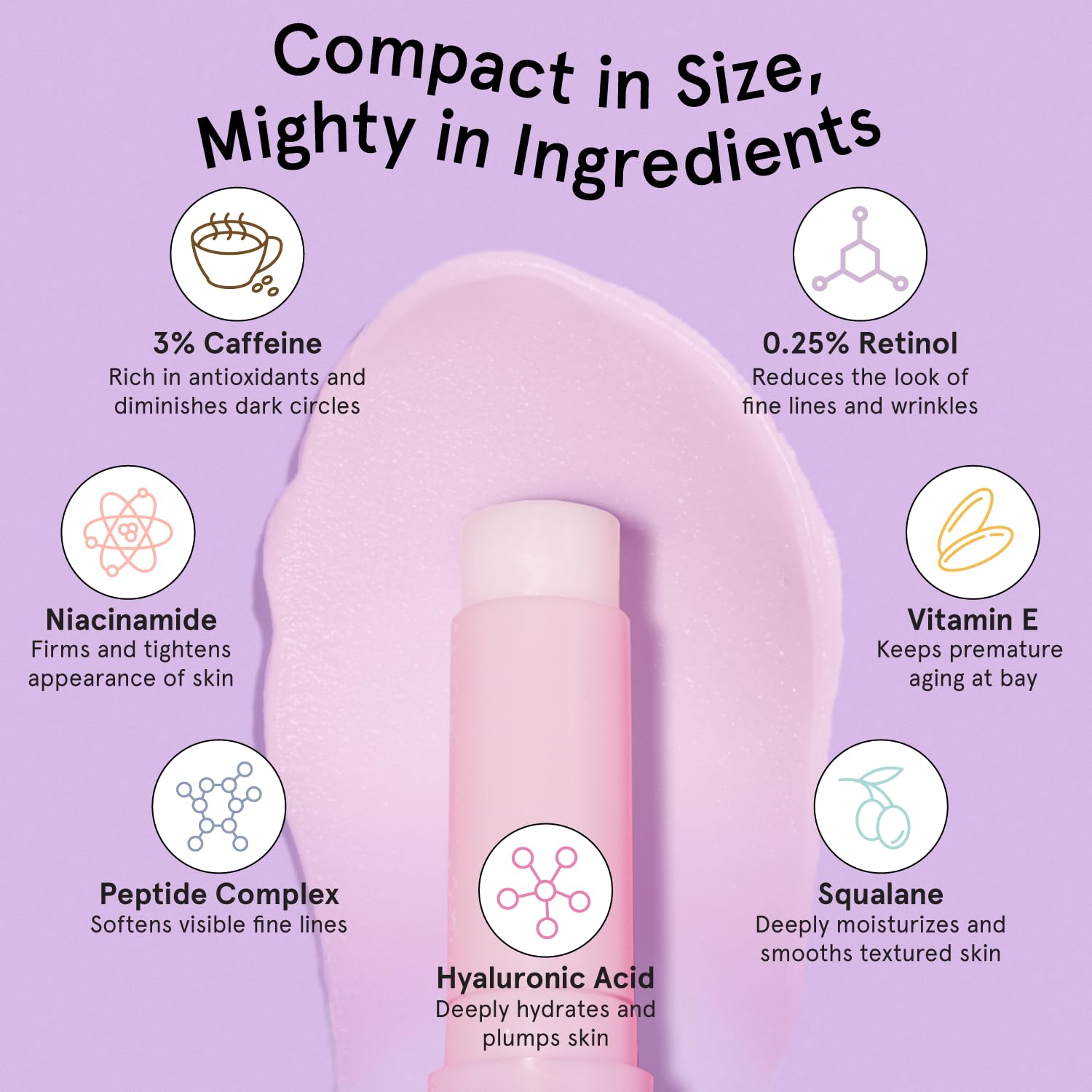 grace & stella Under Eye Brightener Balm Stick - Travel Size Toiletries | Retinol & Caffeine Eye Cream for Dark Circles, Puffiness, Wrinkles - Restore and Hydrate - Vegan Skincare (0.13oz / 3.5g)