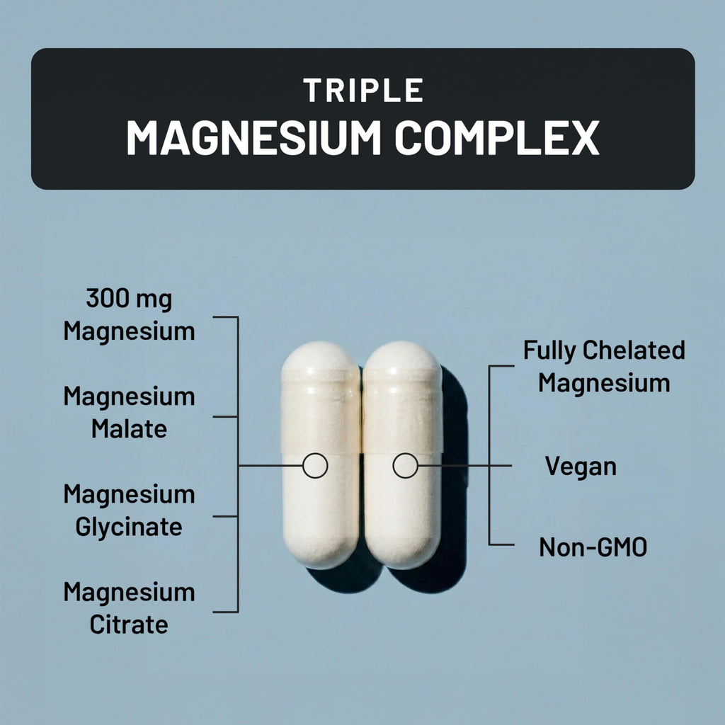 NatureWise Triple Magnesium Complex - Chelated - High Absorption Magnesium Glycinate + Malate + Citrate for Muscle Nerve & Sleep Support - Vegan 90 Capsules