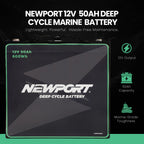 Newport 12V50Ah Deep Cycle Heavy-Duty Marine Battery, Lightweight & Sealed AGM, Trolling Motor Compatible