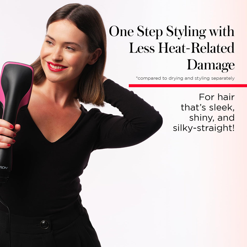 REVLON One-Step Hair Dryer and Styler, All-in-One Hair Brush Straightener for Salon-Quality Smooth & Straight Styles, Black