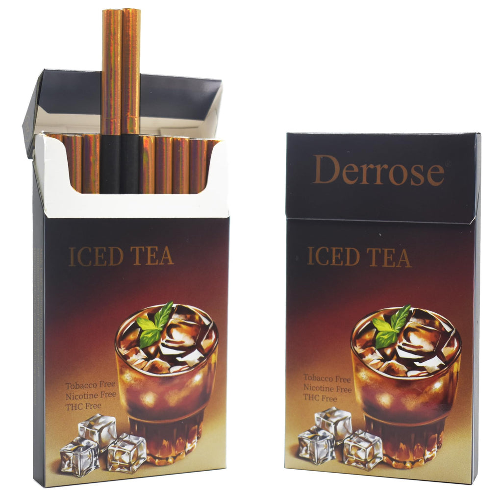 Derrose® Iced Tea Flavor Herbal Cigarettes, Nicotine & Tobacco Free Smokeless Inhalers to Help Quit Smoking, 2 Packs (40 Sticks Total)