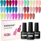 Buy now JODSONE 36 PCS Gel Nail Polish Set-32 Colors Gel Polish Kit Base Coat Glossy Matte and Glitter Top Coat Nail Polish Set Green Blue Red Pink Collection Gifts for Women at indiglob india