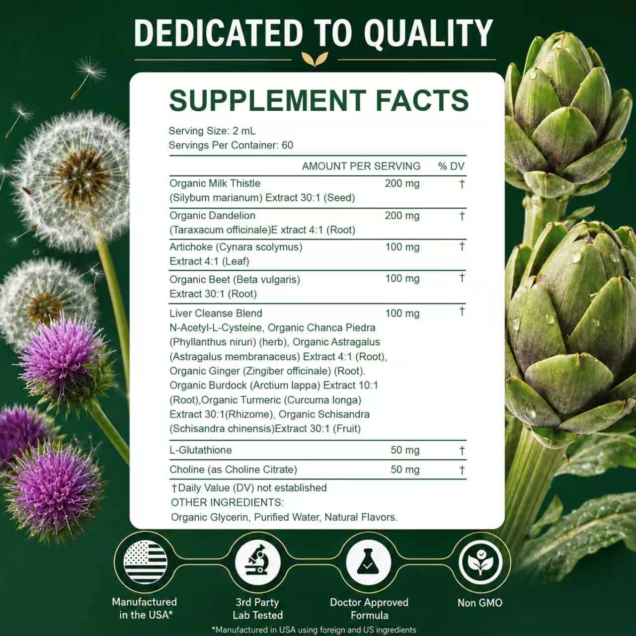 Purelia Liver Restore Drops, Milk Thistle Liquid Supplement, 120 mL | Milk thistle drops with dandelion, artichoke, NAC, choline and L-glutathione for daily liver wellness and antioxidant support