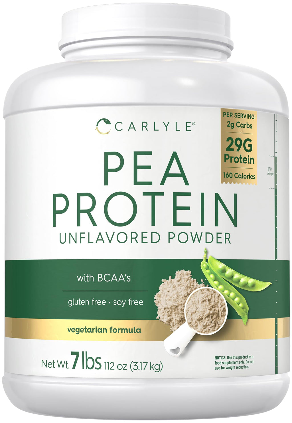 Carlyle Pea Protein Isolate Powder | 7lb | Unflavored | 29G Per Serving