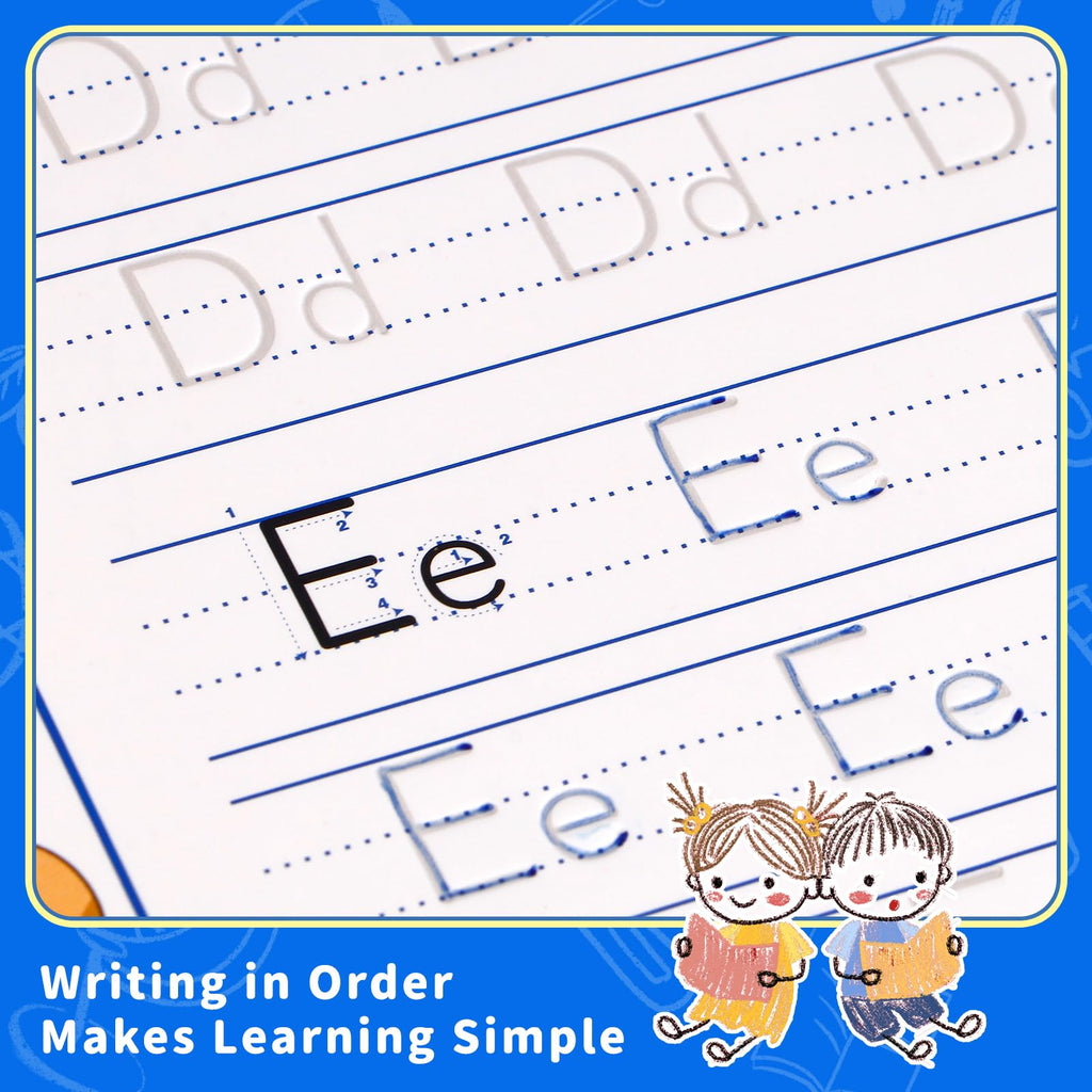 Magic Grooved Handwriting Practice Book for Kids Ages 3-8, Reusable Tracing Workbooks with Auto-Disappearing Ink, Preschool Learning Activities for Toddlers-Gifts for Children