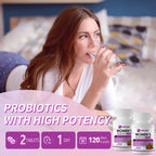 OMOGS 2PCS Women's Probiotic, with Cranberry Extract, Organic Prebiotics & Vitamin C, 120 Billion CFUs,18 Strains, Help for Boost Immune, Digestive, Gut Health & Women's Health, 240 Tablets