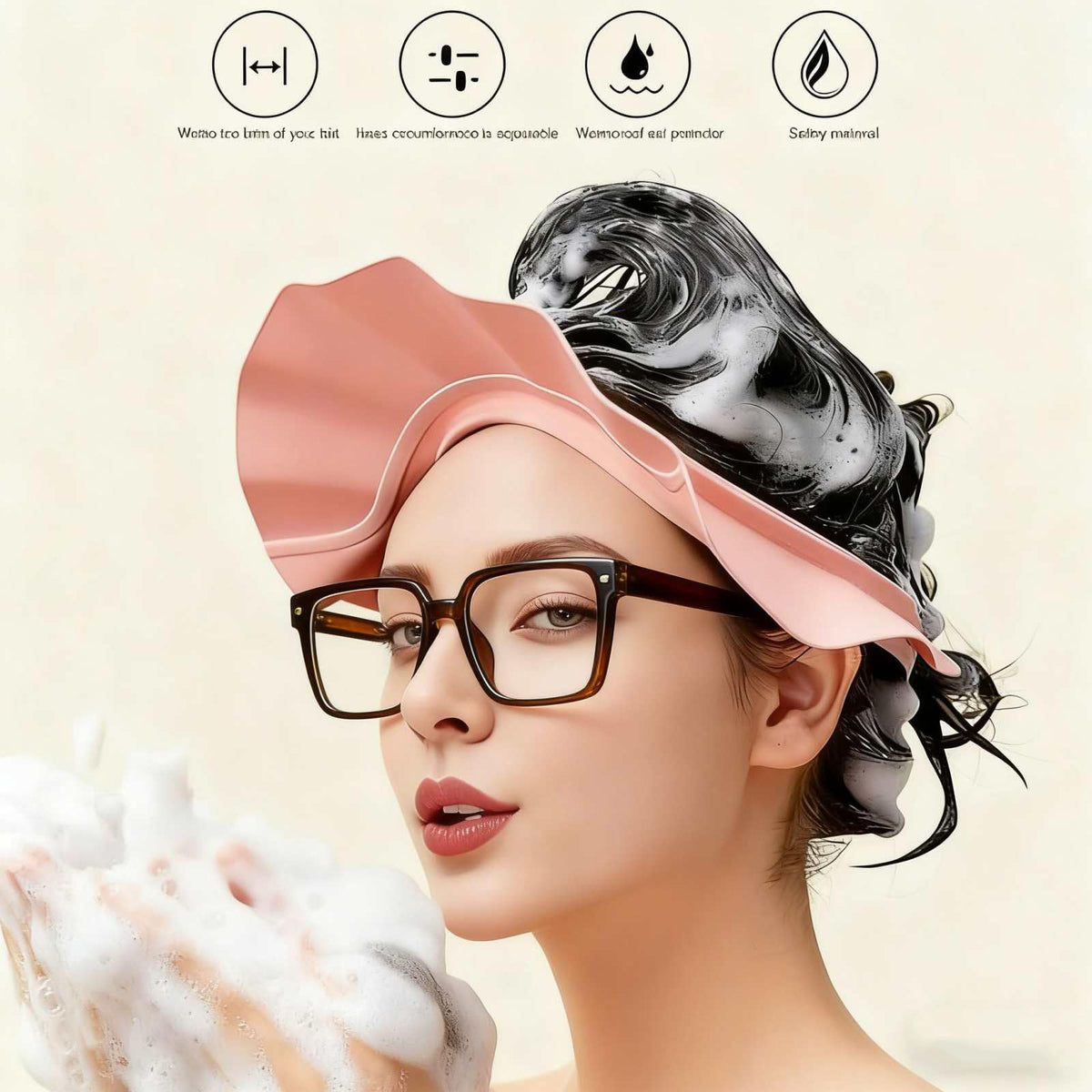 Shampoo Cap Shield Adjustable Waterproof Soft BPA Free Shower Cap Head Ear Eye Stretchable Hair Washing Shield for Hair Washing, Soft Eye & Ear Protection for Whole Family gifts
