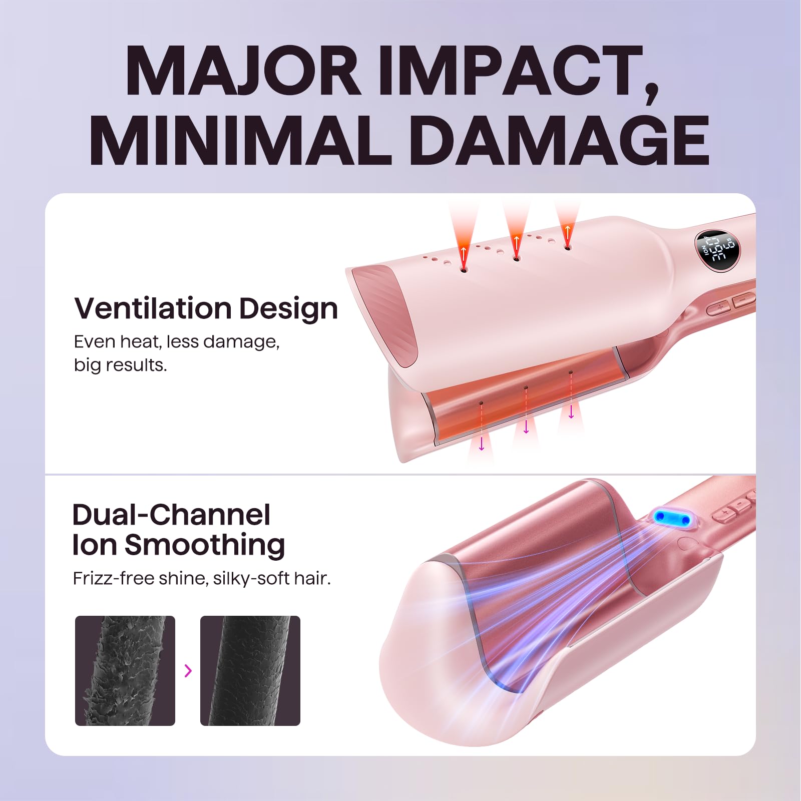 Wavytalk Power Wave Hair Crimper, Ionic Hair Waver for Less Heat Damage | Beach Waves Curling Wand, Crimping Iron, Ventilation Design for Less Damage, Ionic Reduces Frizz, Dual Voltage Curling Iron