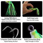 5Pcs Topwater Hollow Body Frog Lures Set with Box