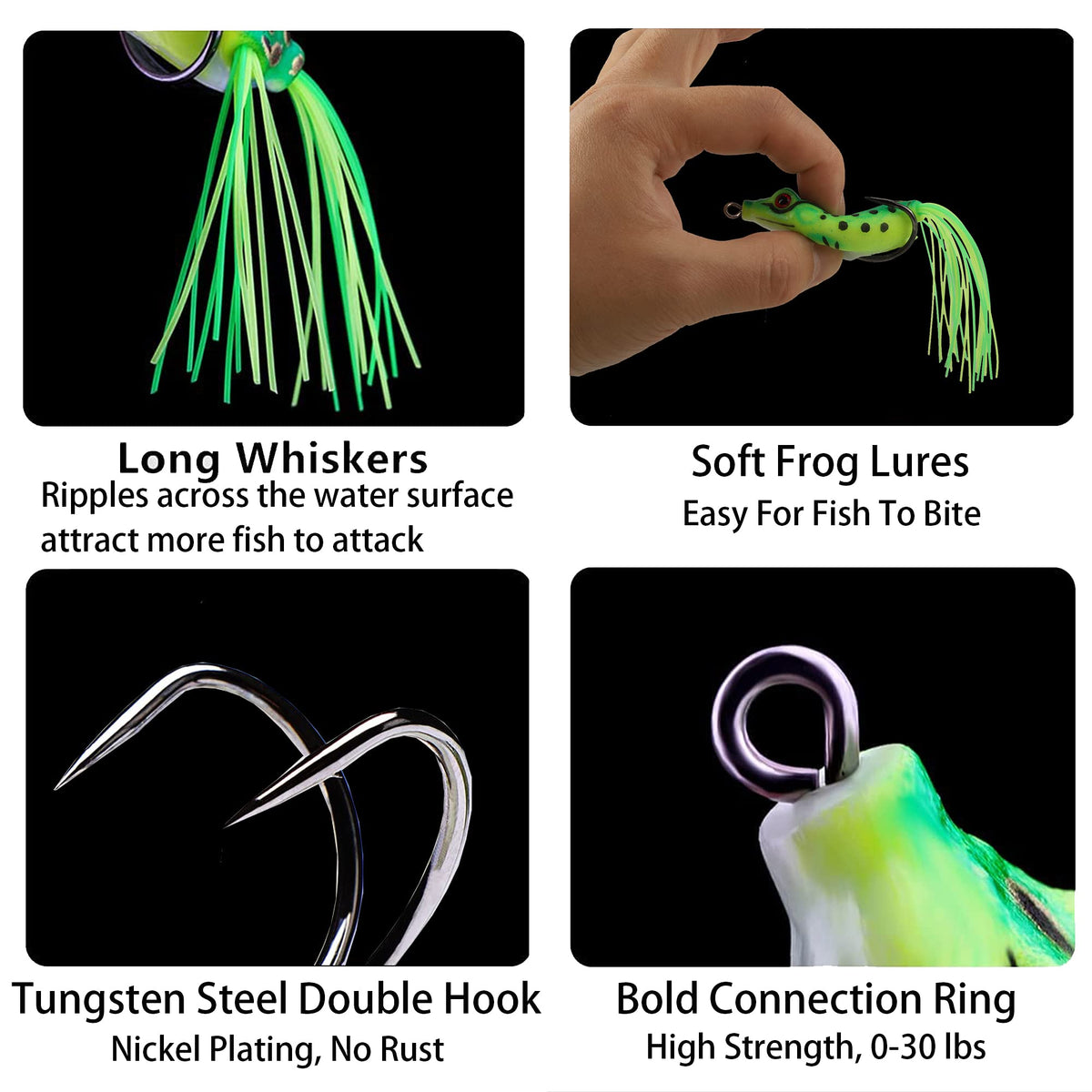 5Pcs Topwater Hollow Body Frog Lures Set with Box