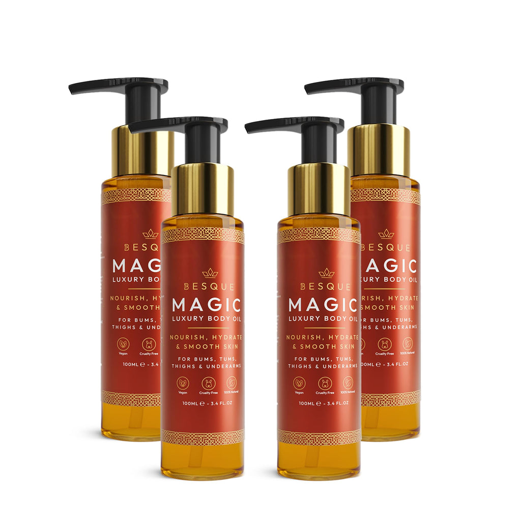 Besque Original Magic Body Oil - Hydrating Body Oils for Women - 3.4 FL OZ | Skin Care Body Oils for Women That Plump, Tighten & Firm Skin With Natural Ingredients, Made in UK