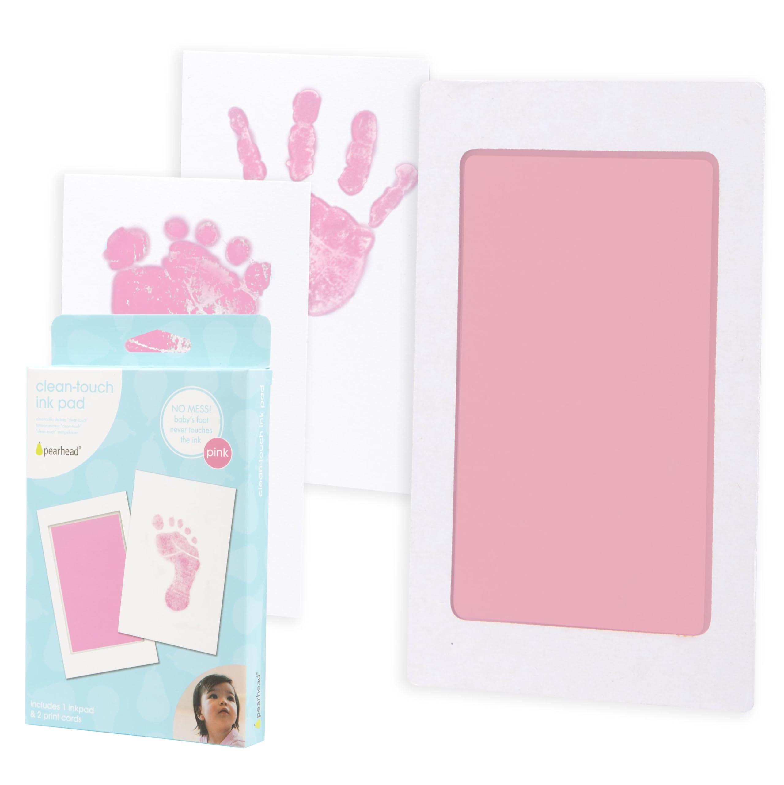 Buy now Pearhead Newborn Baby Handprint and Footprint Kit - No Mess Clean-Touch Ink Pad With Impression Cards, Safe for Skin, Perfect Keepsake for Family, Acid-Free, Black at indiglob india