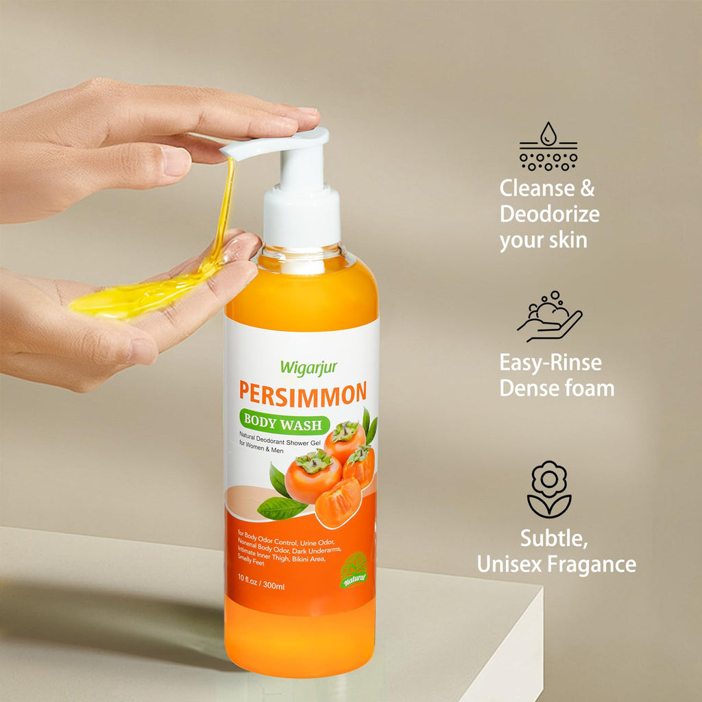 Persimmon Body Wash for Old People Smell, Natural Deodorant Bar | Deep Odor Control for Strong Odor Smelly Feet Remove, Cleansing Body Soap Deodorizing with Persimmon & Green Tea Extracts