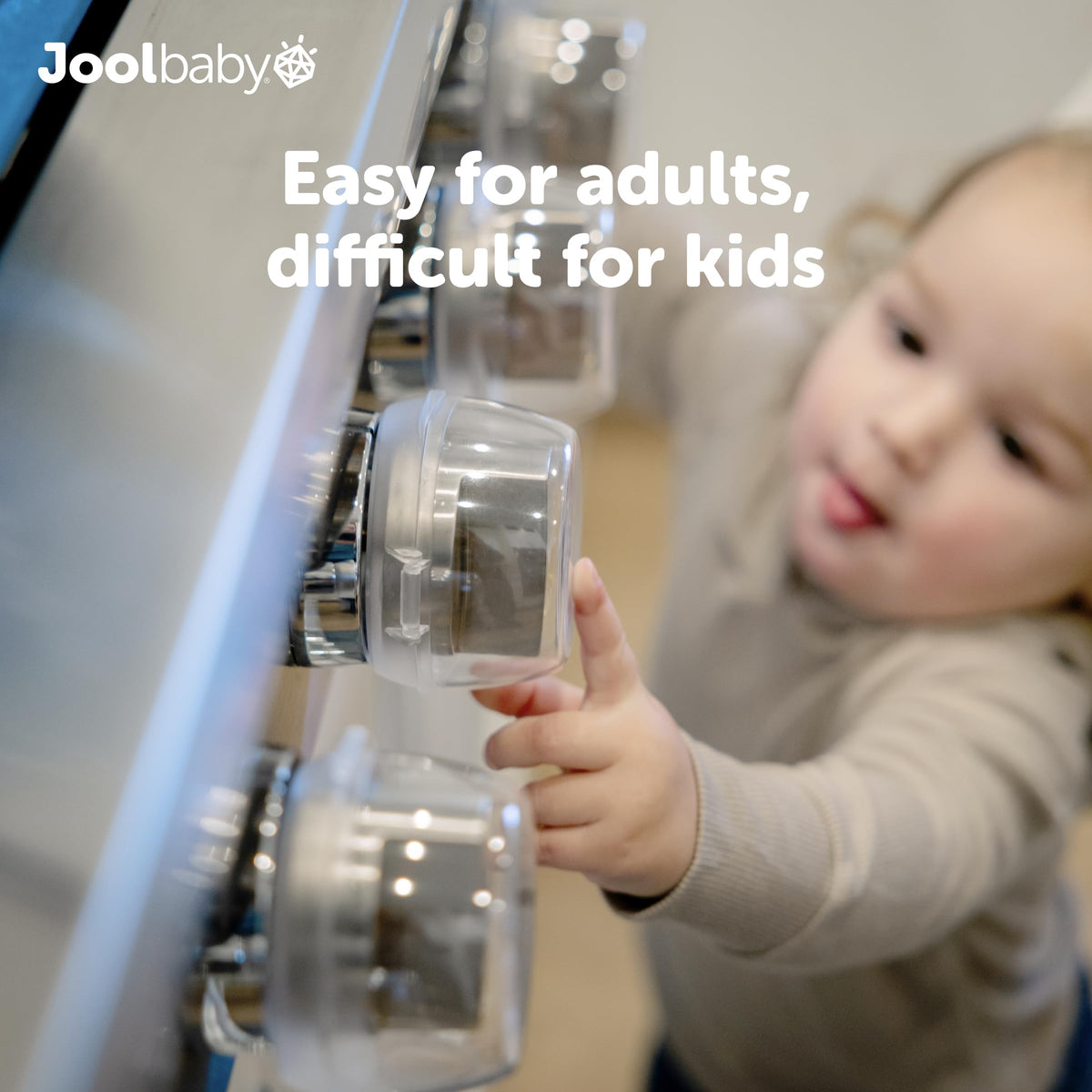 Jool Baby Clear Stove Knob Covers (5 Pack) Child Safety Guards, Durable Design - Baby Proof