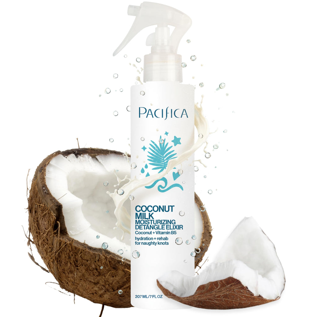 Pacifica Coconut Milk Hair Detangler Spray – Leave-In Conditioning Elixir for Tangle-Free Hair – Instantly Detangles Knots, Adds Shine & Moisture, Prevents Breakage & Frizz – Vegan & Cruelty-Free | Vegan