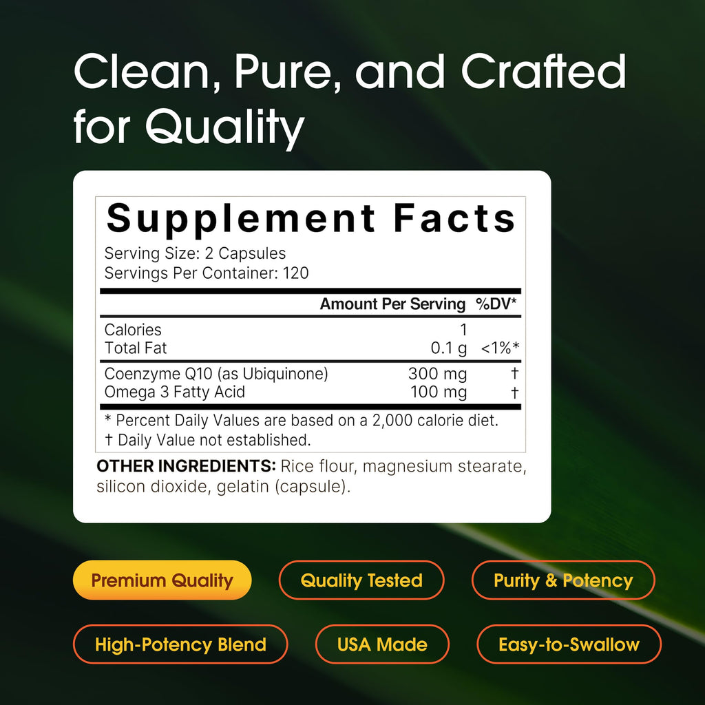 NatureBell CoQ10 300mg - 240 Capsules - High-Potency Support for Healthy Heart - Daily Energy & Vitality Aid with Antioxidant Support - Easily Absorbed Ubiquinone & Omega-3*