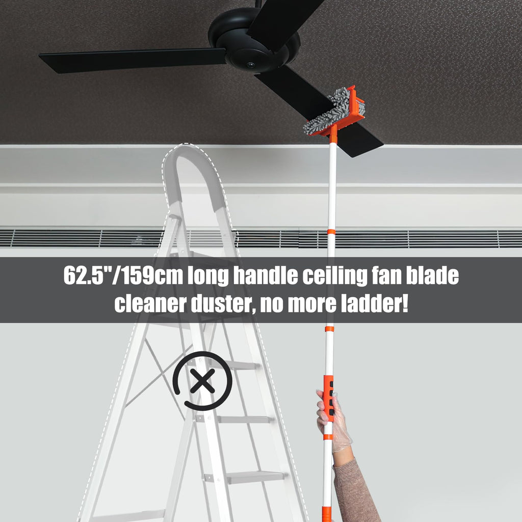 Qaestfy Ceiling Fan Blade Cleaner Duster with Extension Pole