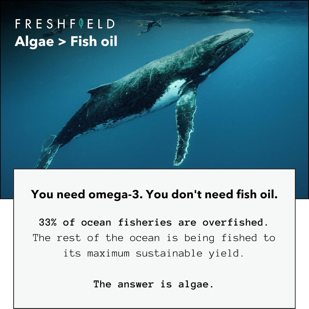 Buy now Vegan Omega 3 DHA: Algae Oil, Most Reviewed, Carrageenan Free, Sustainable, Tested, No Heavy Metals, Fish Oil Alt, Plant Based Omega. Supports Heart, Brain, Joint Health w/DPA at indiglob india