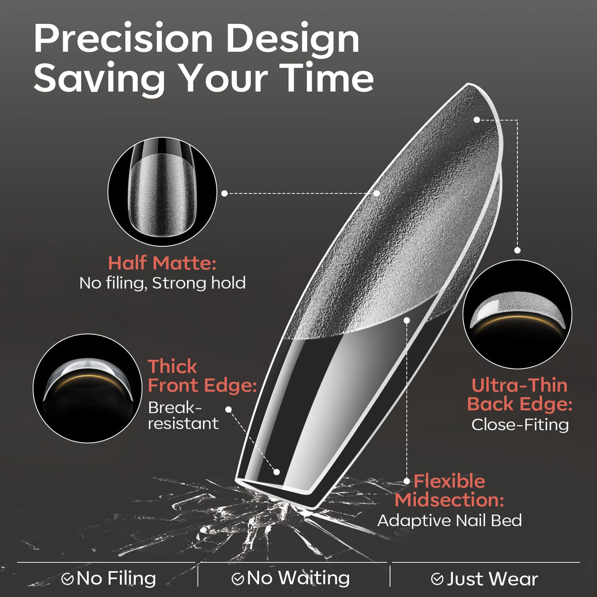 Discover Modelones Short Almond Nail Tips, 360 pieces designed for precision; no filing required, strong hold, ideal for easy application.