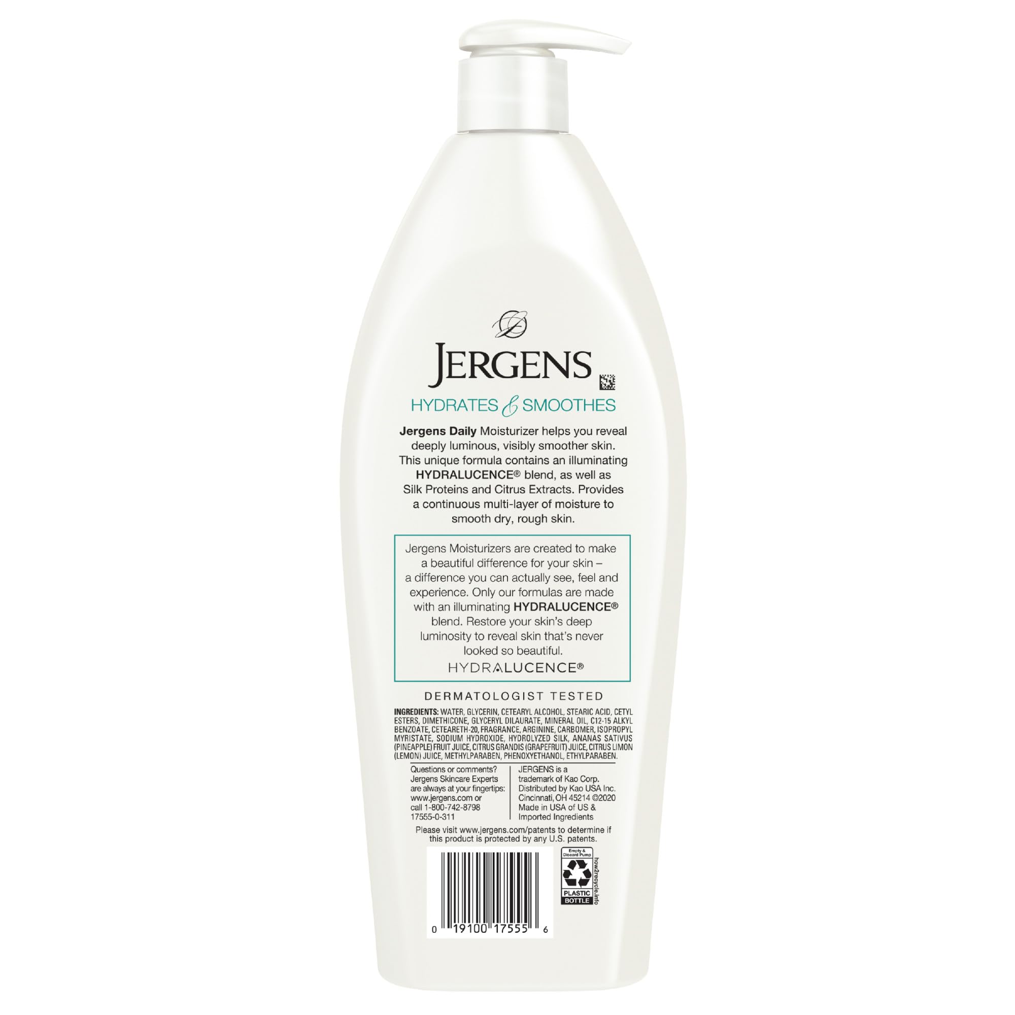 Jergens Daily Moisture Body Lotion For Dry Skin, 21 fl oz | Silk Proteins, Citrus Extracts, Instantly Relieves Roughness, Smooths Texture, Long-Lasting Moisture