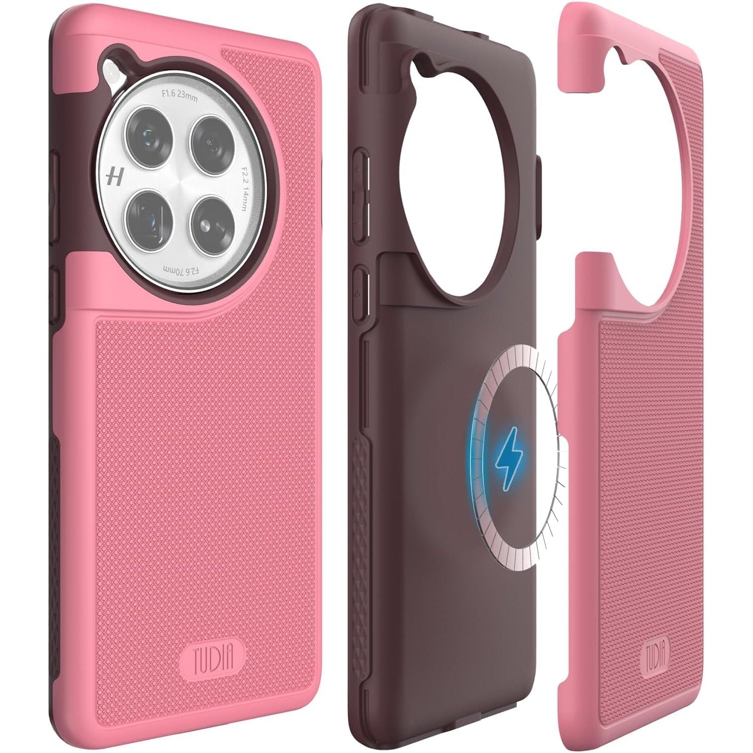 Buy now TUDIA MergeGrip Magsafe Compatible Phone Case for OnePlus 12 5G 2024 - Military Grade, Drop Tested, Dual Layer, Shockproof, Anti-Slip, Heavy Duty & Protector Cover Protective Phone Case - Matte Black Magnetic OnePlus 12 Smokey Pink at indiglob india