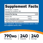 Nutricost Betaine HCl + Pepsin 790mg, 240 Capsules (2 Bottles) | Vegetarian & GMO Free