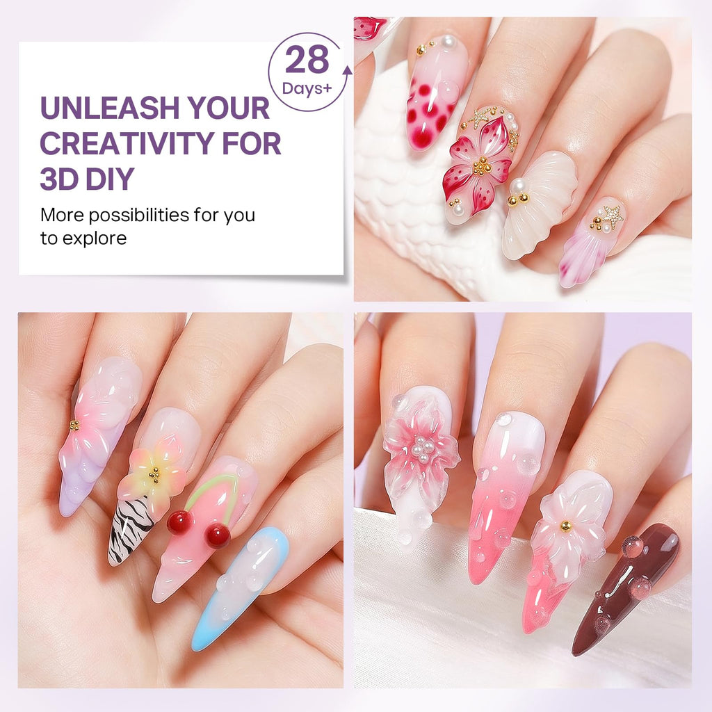 Explore stunning 3D nail designs with MIZHSE Sculpting Gel. Perfect for DIY creativity. Verified by CuratCart.