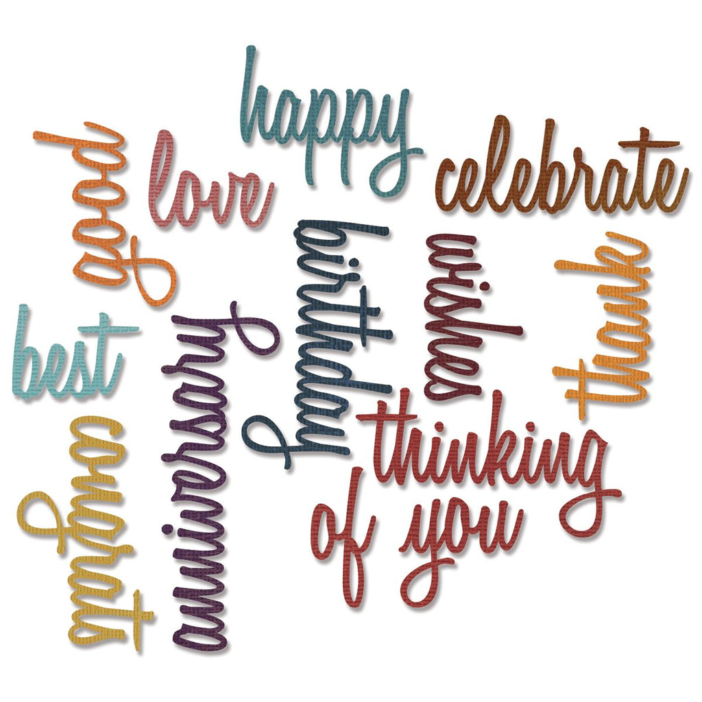 Buy now Sizzix SIZ660223 Tholtz Thinlits Die Celebration Words Scrpt Tholtz Thinlits Die , White at indiglob india