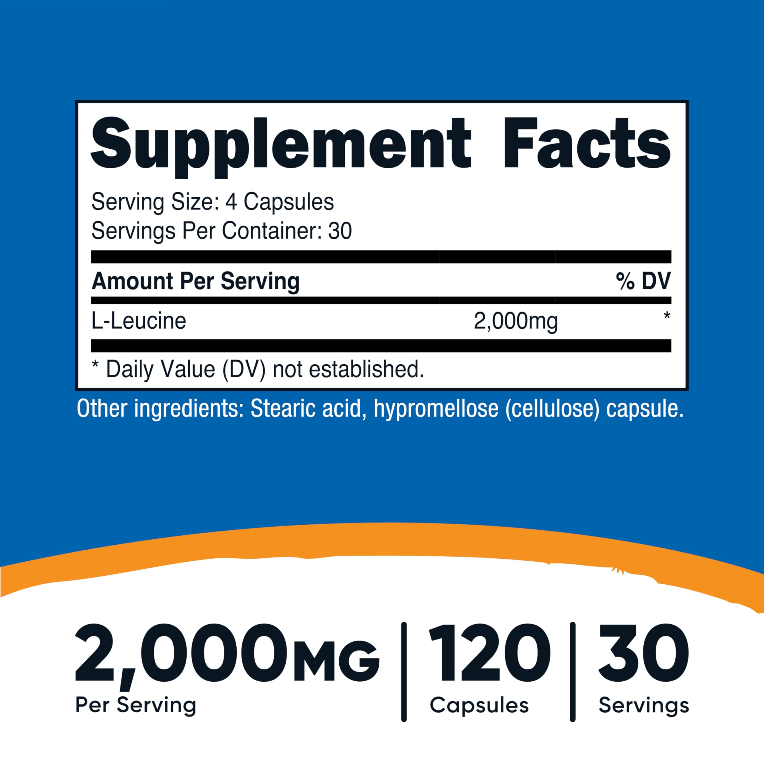 Nutricost L-Leucine 2,000mg, 120 Vegetarian Capsules, Non-GMO, Gluten Free, 30 Servings (Pack of 2)