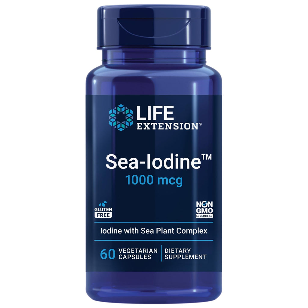 Life Extension Sea-Iodine™, kelp and bladderwrack-derived Iodine, Supports Healthy Levels of This Essential Nutrient for Thyroid Health and Beyond, Non-GMO, Gluten-Free, Vegetarian, 60 Capsules