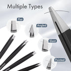 Tweezers for Women Facial Hair, Slant & Pointed Tweezers for Eyebrows, Ingrown Hair, Splinter Removal, Precision 4 Pack Tweezer Set, Stainless Steel Eyebrow Tweezers for Men and Women, Black